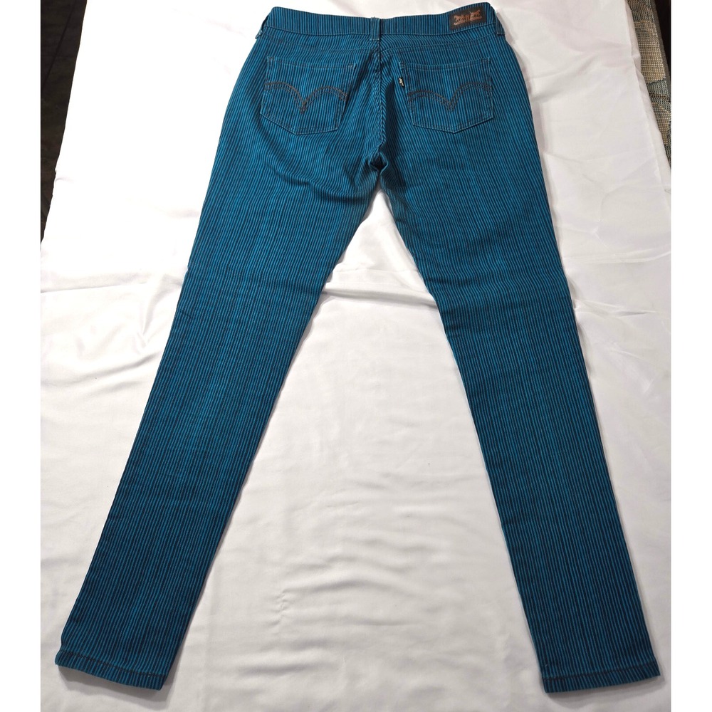 Levis Womens Size W30 L30 Color Teal/Black Striped Skinny 5 Pckt Jean Leggings - Picture 5 of 11